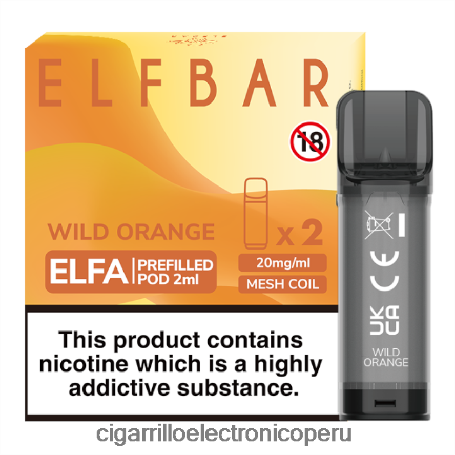 cigarrillo electrónico lima Peru | 6H04FF340 naranja salvaje ELFBAR Elfa cápsula precargada - 2 ml - 20 mg (paquete de 2)