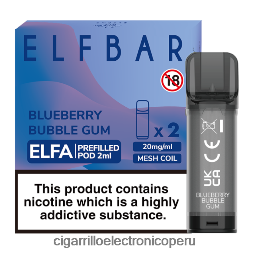 cigarrillo electrónico precio | 6H04FF333 chicle de arándanos ELFBAR Elfa cápsula precargada - 2 ml - 20 mg (paquete de 2)