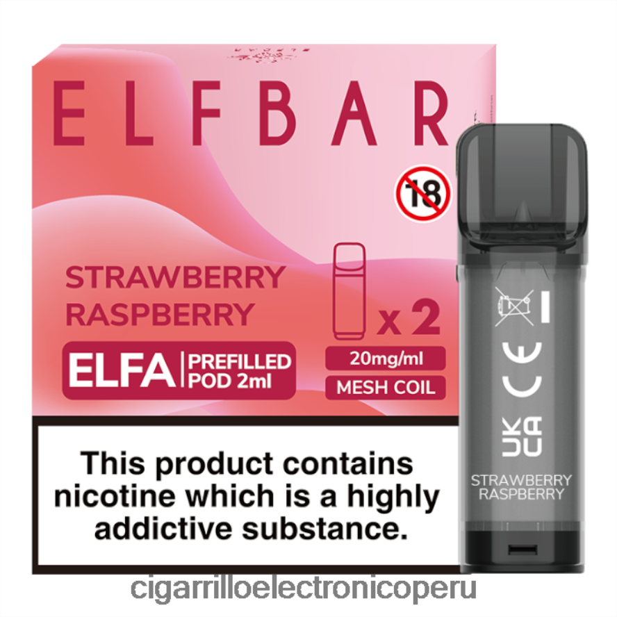 cigarrillo electrónico recargable | 6H04FF321 frambuesa fresa ELFBAR Elfa cápsula precargada - 2 ml - 20 mg (paquete de 2)