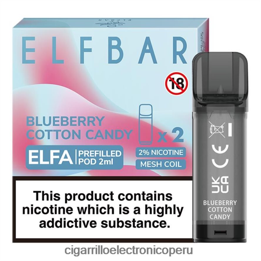 cigarrillo electrónico recargable | 6H04FF331 algodón de azúcar de arándanos ELFBAR Elfa cápsula precargada - 2 ml - 20 mg (paquete de 2)