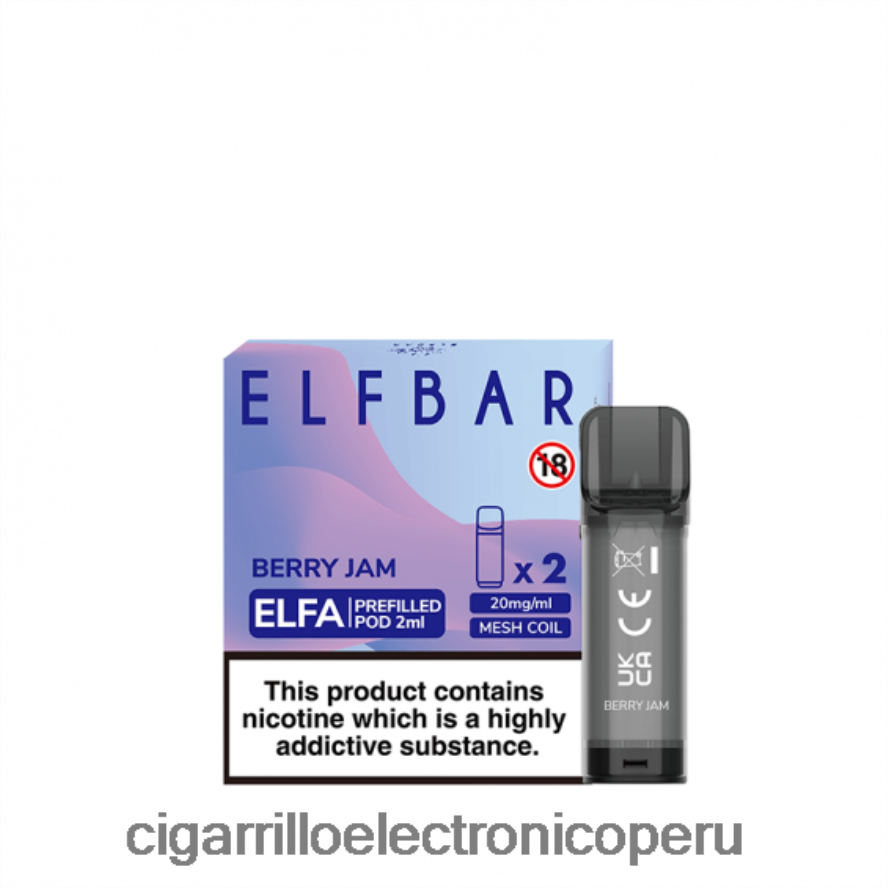 cigarrillo electrónico recargable | 6H04FF341 mermelada de bayas ELFBAR Elfa cápsula precargada - 2 ml - 20 mg (paquete de 2)