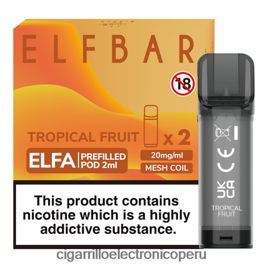 cigarrillo electrónico relx | 6H04FF328 fruta tropical ELFBAR Elfa cápsula precargada - 2 ml - 20 mg (paquete de 2)