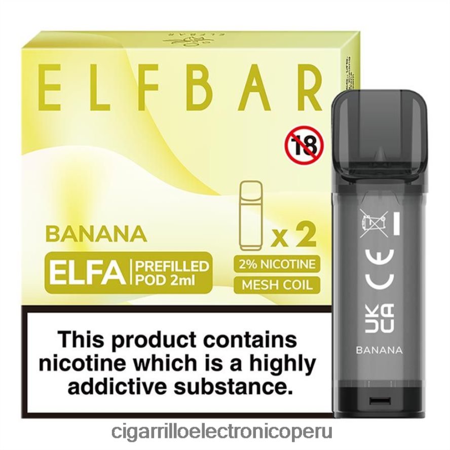 cigarrillo electrónico sin nicotina | 6H04FF315 banana ELFBAR Elfa cápsula precargada - 2 ml - 20 mg (paquete de 2)