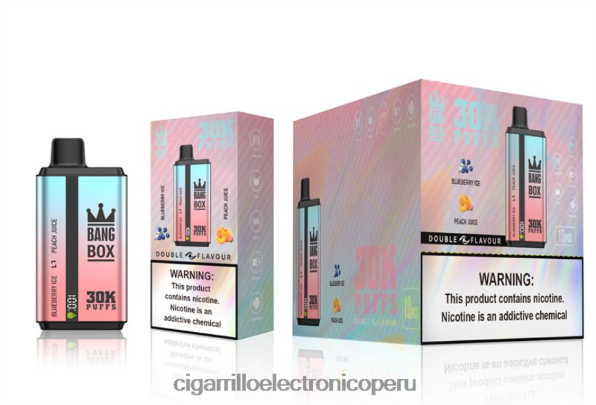 Cigarrillo Electrónico Vape - Bang Box 30000 inhalaciones de dos sabores. hielo de arándanos y jugo de durazno 6H8JZJ63