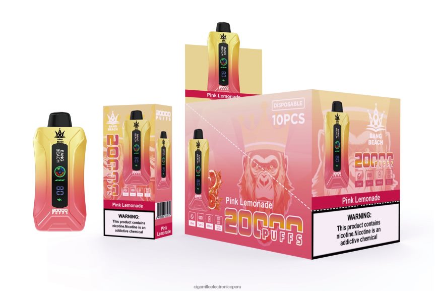 Cigarrillo Electrónico Lima Peru - Bang Beach vape elegante de la pantalla de 20000 soplos limonada rosa 6H8JZJ4