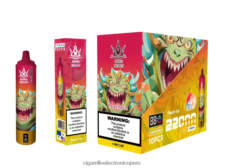 Cigarrillo Electrónico Precio Peru - Bang Beach Pantalla inteligente de 22000 inhalaciones. hielo de durazno 6H8JZJ16