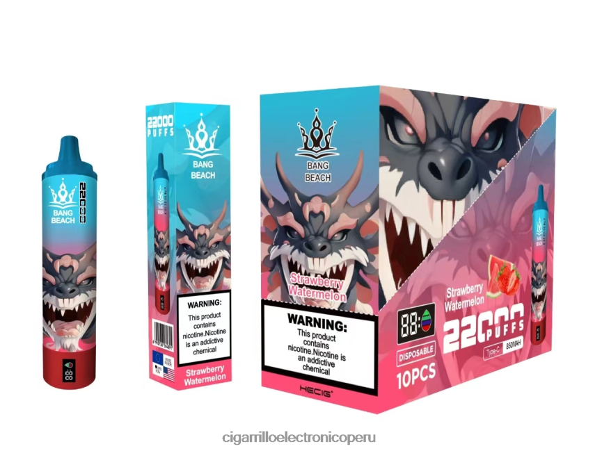 Cigarrillo Electrónico Vape - Bang Beach Pantalla inteligente de 22000 inhalaciones. sandia fresa 6H8JZJ23