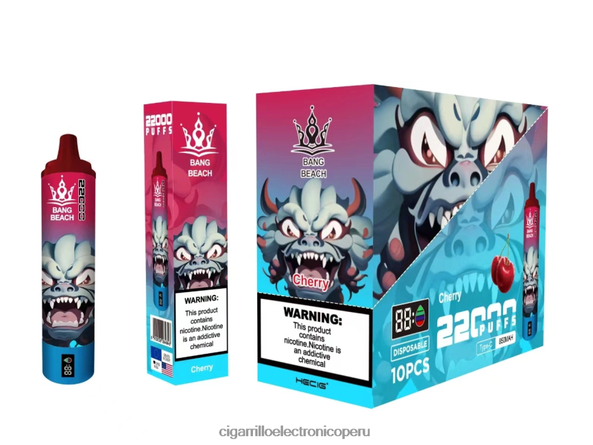 Vapeo Al Por Mayor - Bang Beach Pantalla inteligente de 22000 inhalaciones. cereza 6H8JZJ17