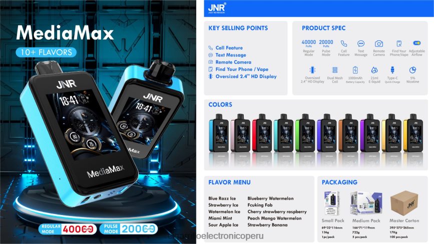 JNR MediaMax bocanada de 40k menta de miami 0BVDB819 | Cigarrillo Electronico Peru