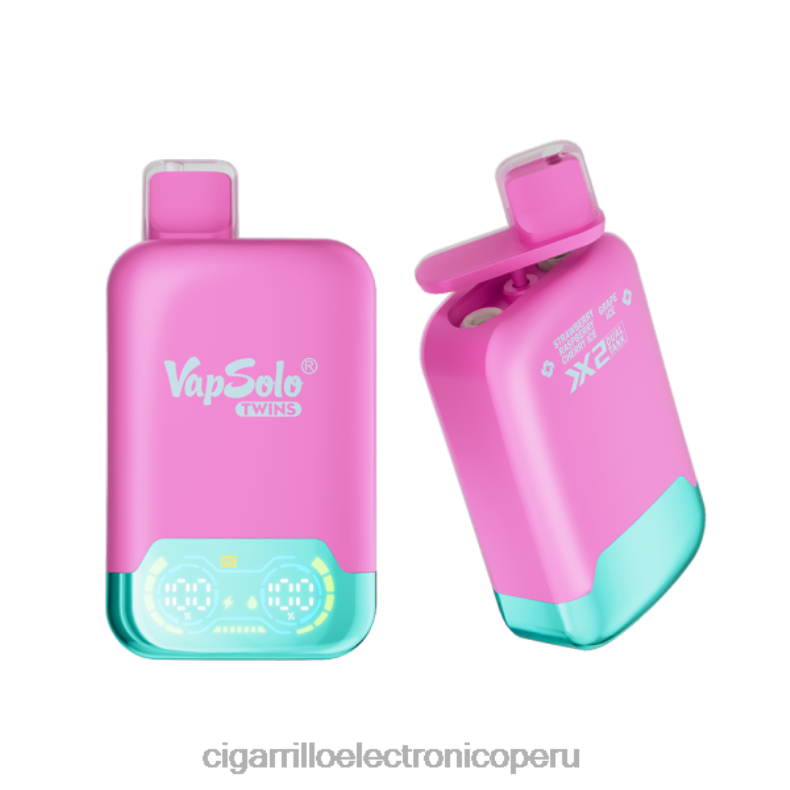 Cigarrillo Electronico Peru - Vapsolo TWINS vaporizador desechable helado de fresa, frambuesa, cereza y hielo de uva 0ND28127